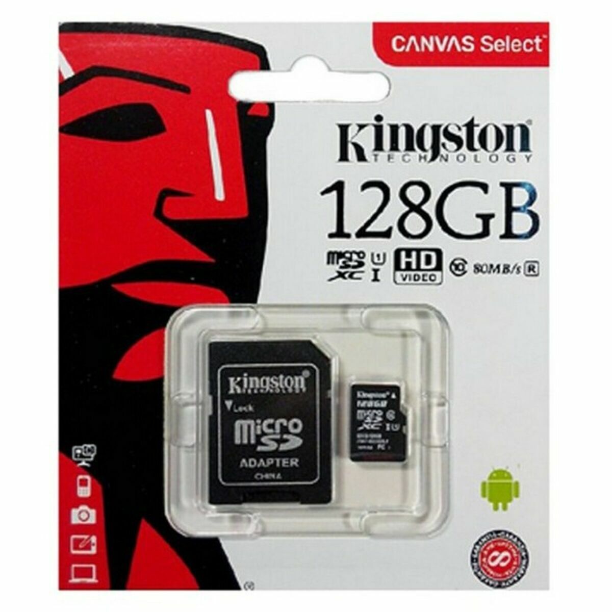 Cartão de Memória Micro SD com Adaptador Kingston Canvas Select Plus 128 GB